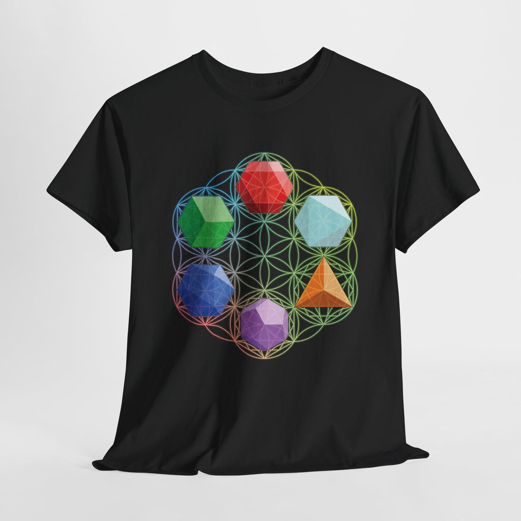 Platonic Solids Unisex Heavy 100% Cotton Tee, Casual Shirt, Everyday Wear, Gift for Him/Her, Comfortable Tee for All Occasions