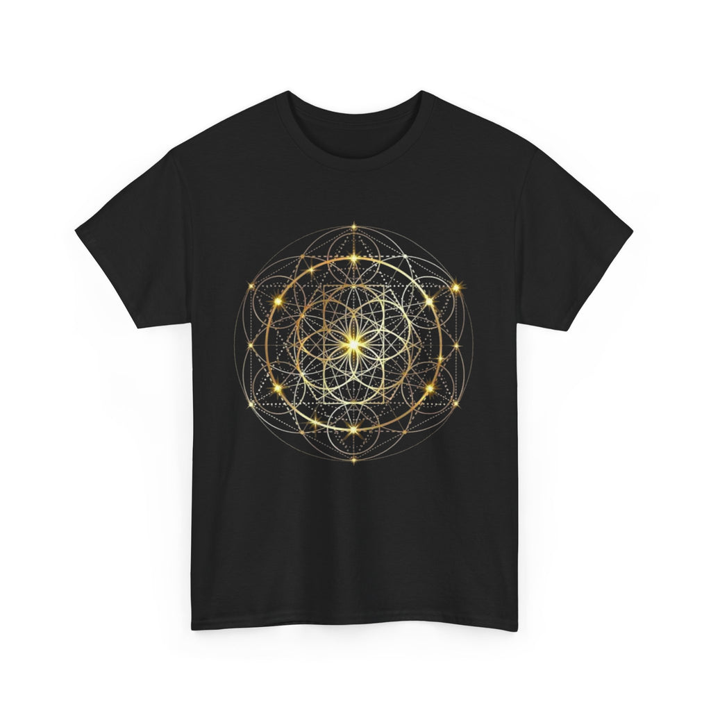 Golden Merkaba Unisex Heavy 100% Cotton Tee, Casual Shirt, Everyday Wear, Gift for Him/Her, Comfortable Tee for All Occasions