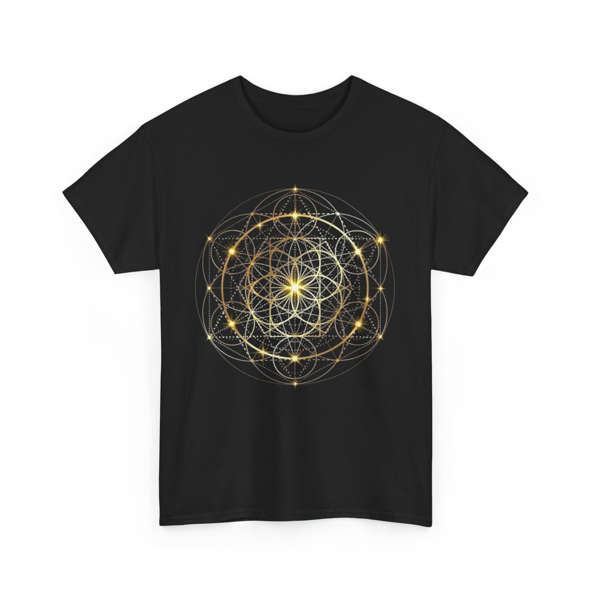 Golden Merkaba Unisex Heavy 100% Cotton Tee, Casual Shirt, Everyday Wear, Gift for Him/Her, Comfortable Tee for All Occasions