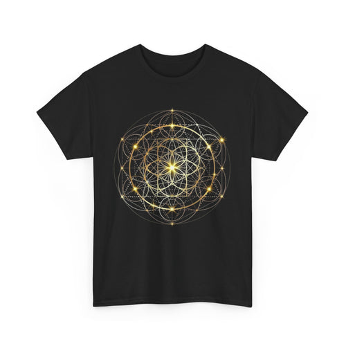 Golden Merkaba Unisex Heavy 100% Cotton Tee, Casual Shirt, Everyday Wear, Gift for Him/Her, Comfortable Tee for All Occasions