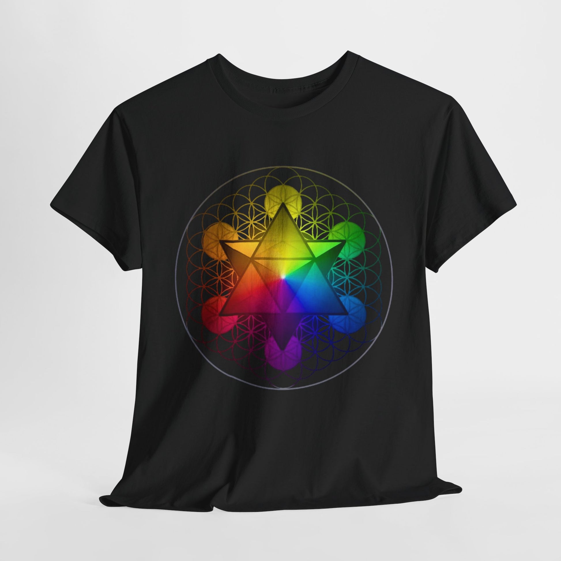 Star Tetrahedron  Unisex Heavy 100% Cotton Tee, Casual Shirt, Everyday Wear, Gift for Him/Her, Comfortable Tee for All Occasions