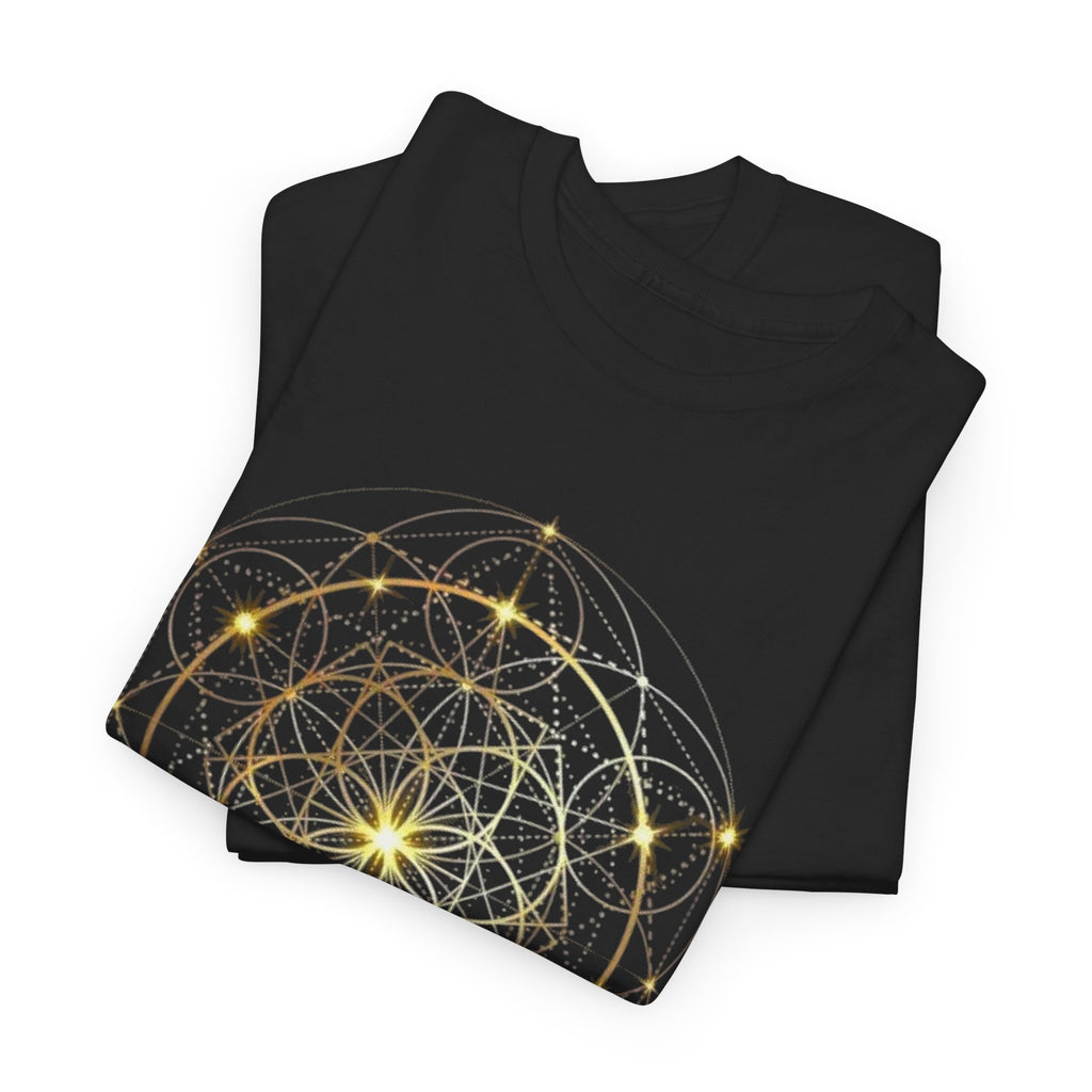 Golden Merkaba Unisex Heavy 100% Cotton Tee, Casual Shirt, Everyday Wear, Gift for Him/Her, Comfortable Tee for All Occasions